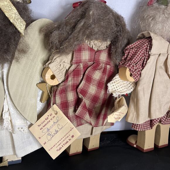 Vintage VTG Lot of Four LIZZIE HIGH Wooden Dolls Christmas Angels LADIES - Picture 10 of 11